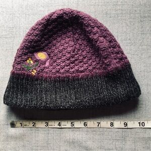 Kids Purple and Black fleece lined Beanie